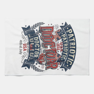Patriotic Doctor 4th of July Vintage Shirt Design_ Tea Towel