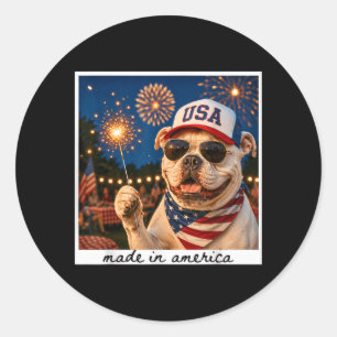 Patriotic Dog 4th Of July 250 Years Aamerica Classic Round Sticker