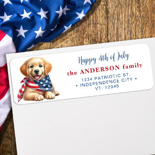 Patriotic Dog 4th Of July USA Return Address Label