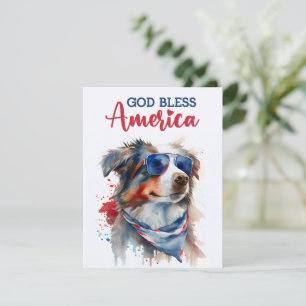 Patriotic Dog-Australian Shepherd 4th of July Card