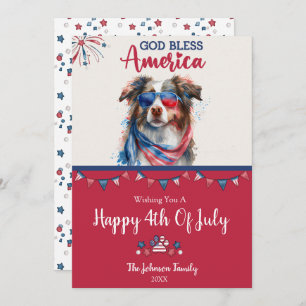 Patriotic Dog-Australian Shepherd 4th Of July Card