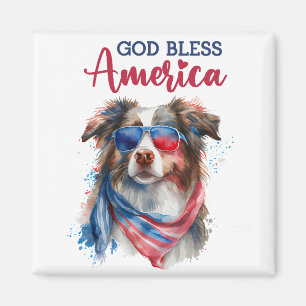 Patriotic Dog-Australian Shepherd Magnet