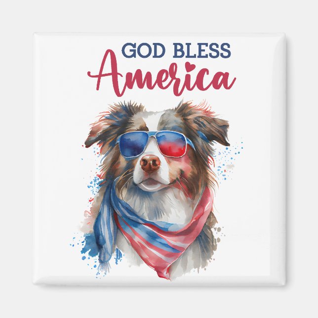 Patriotic Dog-Australian Shepherd Magnet (Front)