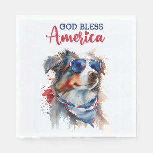 Patriotic Dog-Australian Shepherd Napkin
