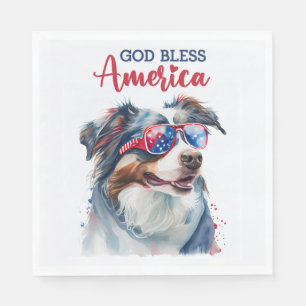 Patriotic Dog-Australian Shepherd Napkin