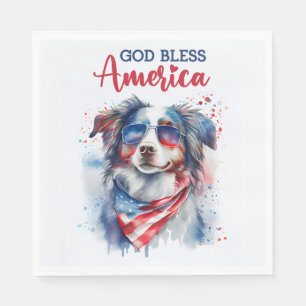 Patriotic Dog-Australian Shepherd Napkin