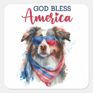 Patriotic Dog-Australian Shepherd Square Sticker