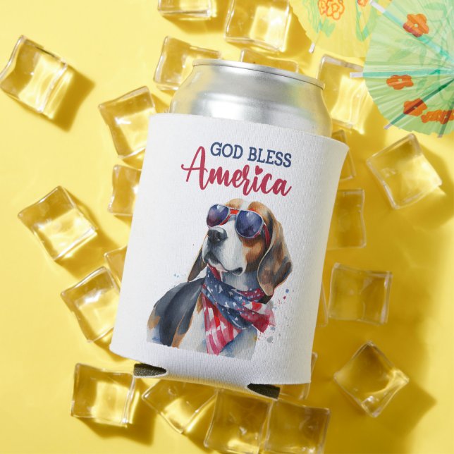 Patriotic Dog-Beagle Can Cooler (In Situ Summer)