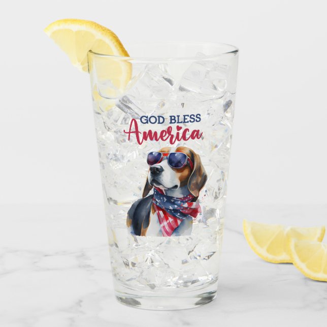 Patriotic Dog-Beagle Glass (Front Ice)