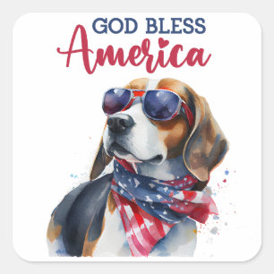 Patriotic Dog-Beagle Square Sticker