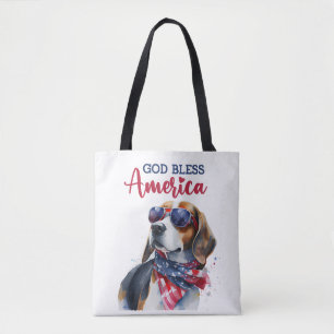Patriotic Dog-Beagle Tote Bag