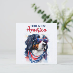 Patriotic Dog-Bernese 4th of July Card