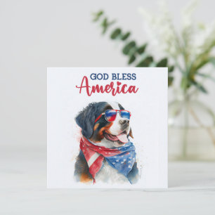 Patriotic Dog-Bernese 4th of July Card