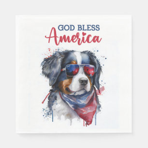 Patriotic Dog-Bernese Napkin