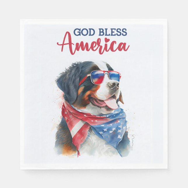 Patriotic Dog-Bernese Napkin (Front)