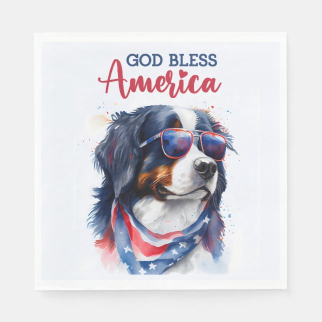 Patriotic Dog-Bernese Napkin (Front)