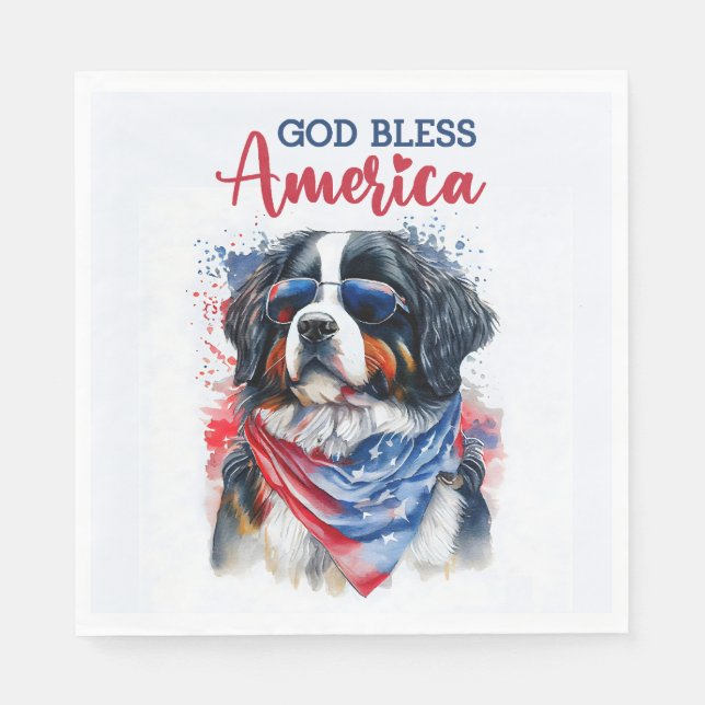 Patriotic Dog-Bernese Napkin (Front)