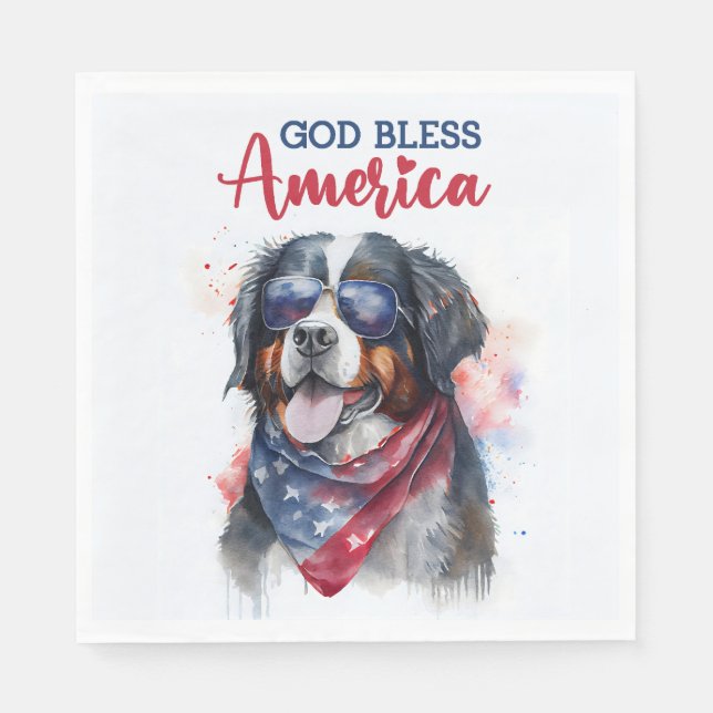 Patriotic Dog-Bernese Napkin (Front)