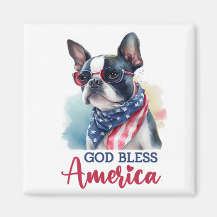 Patriotic Dog-Boston Terrier Magnet