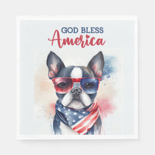 Patriotic Dog-Boston Terrier Napkin
