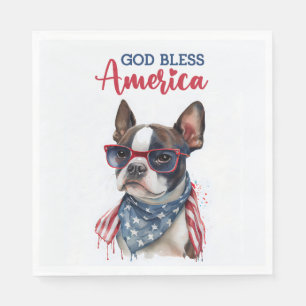 Patriotic Dog-Boston Terrier Napkin