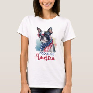 Patriotic Dog-Boston Terrier T-Shirt