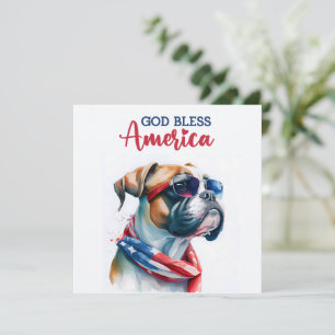 Patriotic Dog-Boxer 4th of July Card