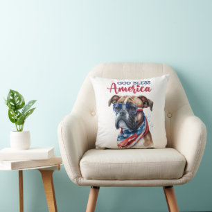 Patriotic Dog-Boxer Cushion