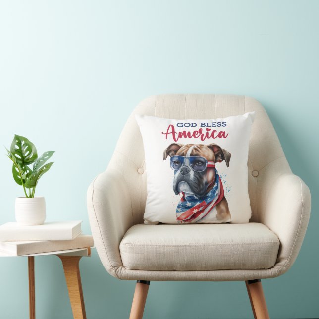 Patriotic Dog-Boxer Cushion (Chair)