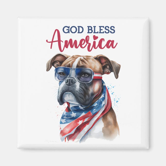 Patriotic Dog-Boxer Magnet (Front)