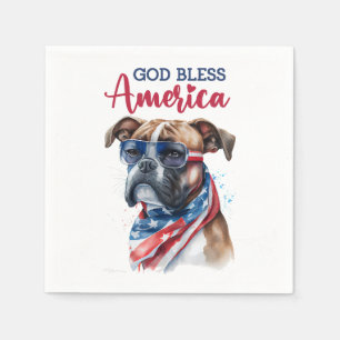 Patriotic Dog-Boxer Napkin