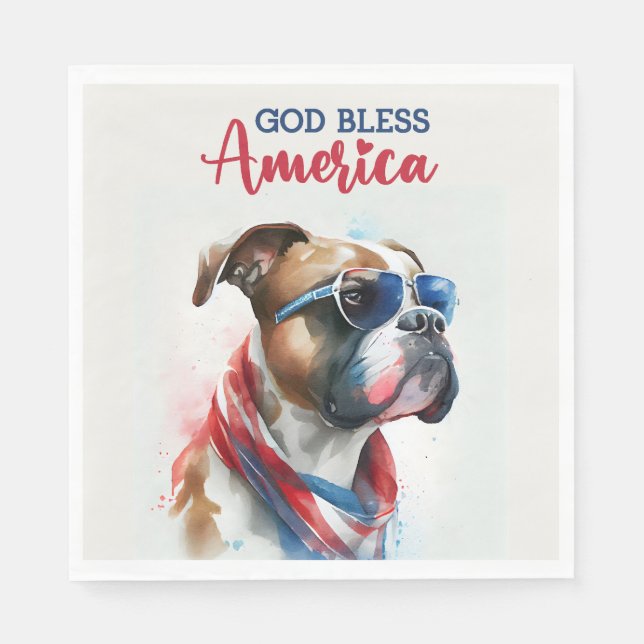 Patriotic Dog-Boxer Napkin (Front)