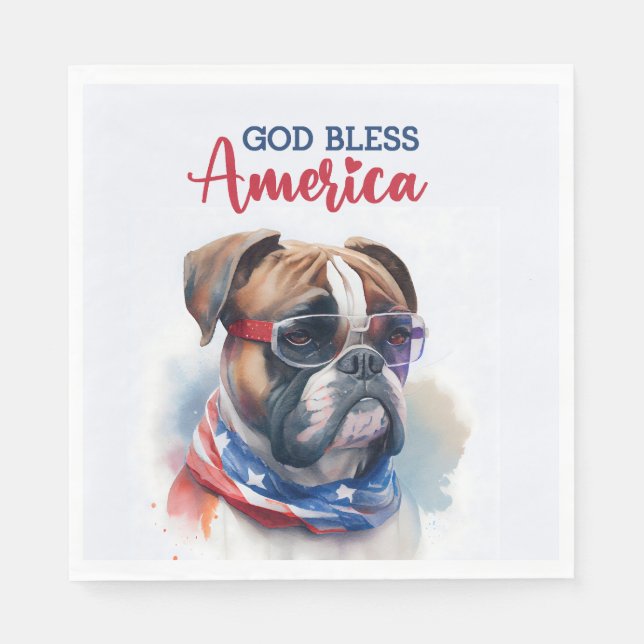 Patriotic Dog-Boxer Napkin (Front)