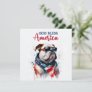 Patriotic Dog-Bulldog 4th of July Card