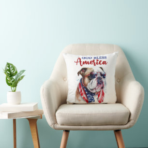Patriotic Dog-Bulldog Cushion