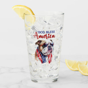 Patriotic Dog-Bulldog Glass