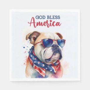 Patriotic Dog-Bulldog Napkin
