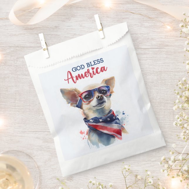 Patriotic Dog-Chihuahua Favour Bag (Clipped)