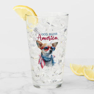 Patriotic Dog-Chihuahua Glass