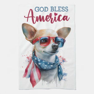 Patriotic Dog-Chihuahua Tea Towel