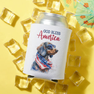 Patriotic Dog-Dachshund Can Cooler