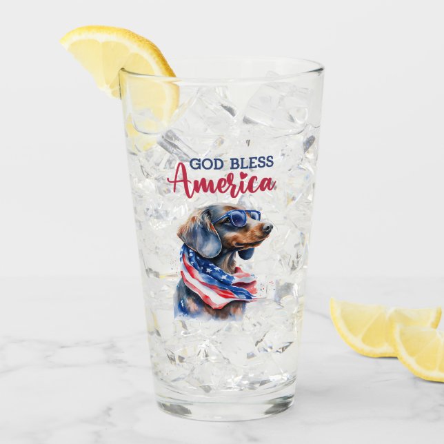 Patriotic Dog-Dachshund Glass (Front Ice)