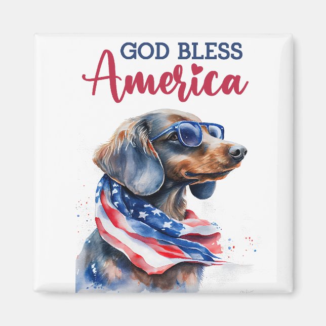 Patriotic Dog-Dachshund Magnet (Front)
