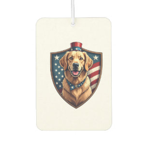 Patriotic Dog Dad Golden Retriever Engraving Shirt Car Air Freshener