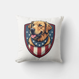 Patriotic Dog Dad Golden Retriever Engraving Shirt Cushion