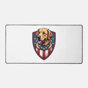 Patriotic Dog Dad Golden Retriever Engraving Shirt Desk Mat