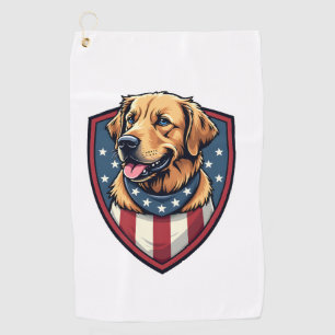 Patriotic Dog Dad Golden Retriever Engraving Shirt Golf Towel