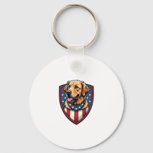 Patriotic Dog Dad Golden Retriever Engraving Shirt Key Ring