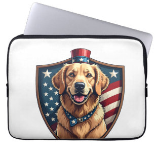Patriotic Dog Dad Golden Retriever Engraving Shirt Laptop Sleeve