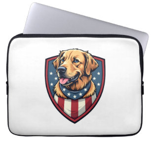 Patriotic Dog Dad Golden Retriever Engraving Shirt Laptop Sleeve